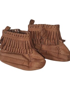 Baby Brown Fringe Moccasin Booties Size 2c